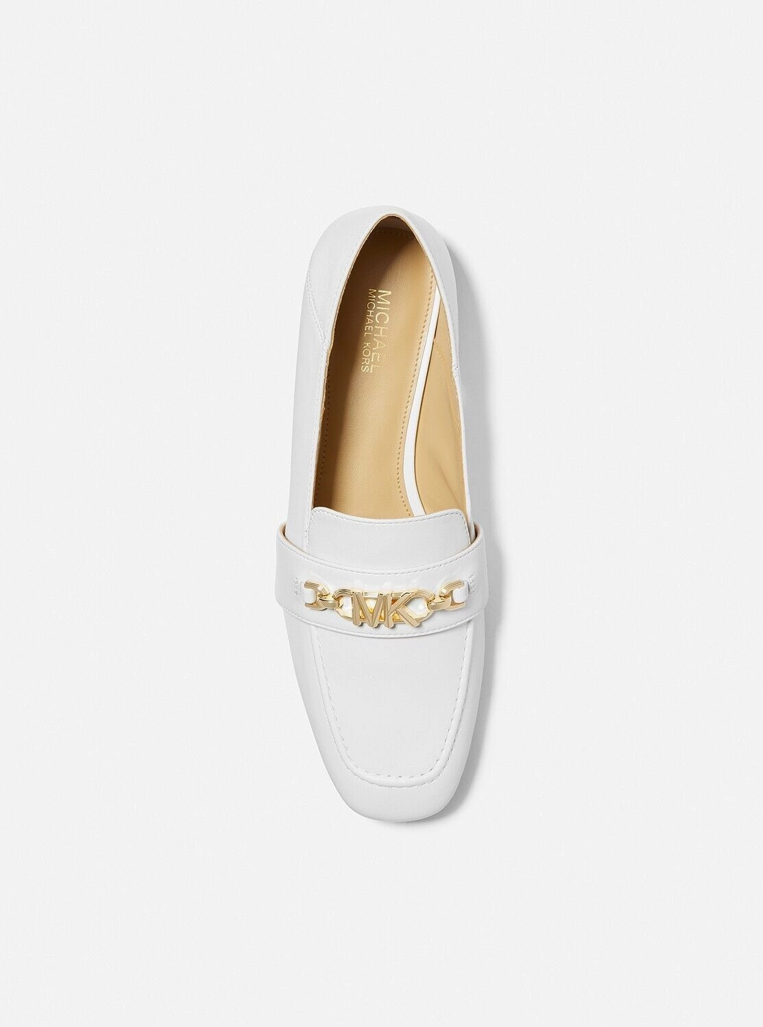Michael Kors Tiffanie Loafer Women's 10 Optic White Leather Flat Shoes KHD1804