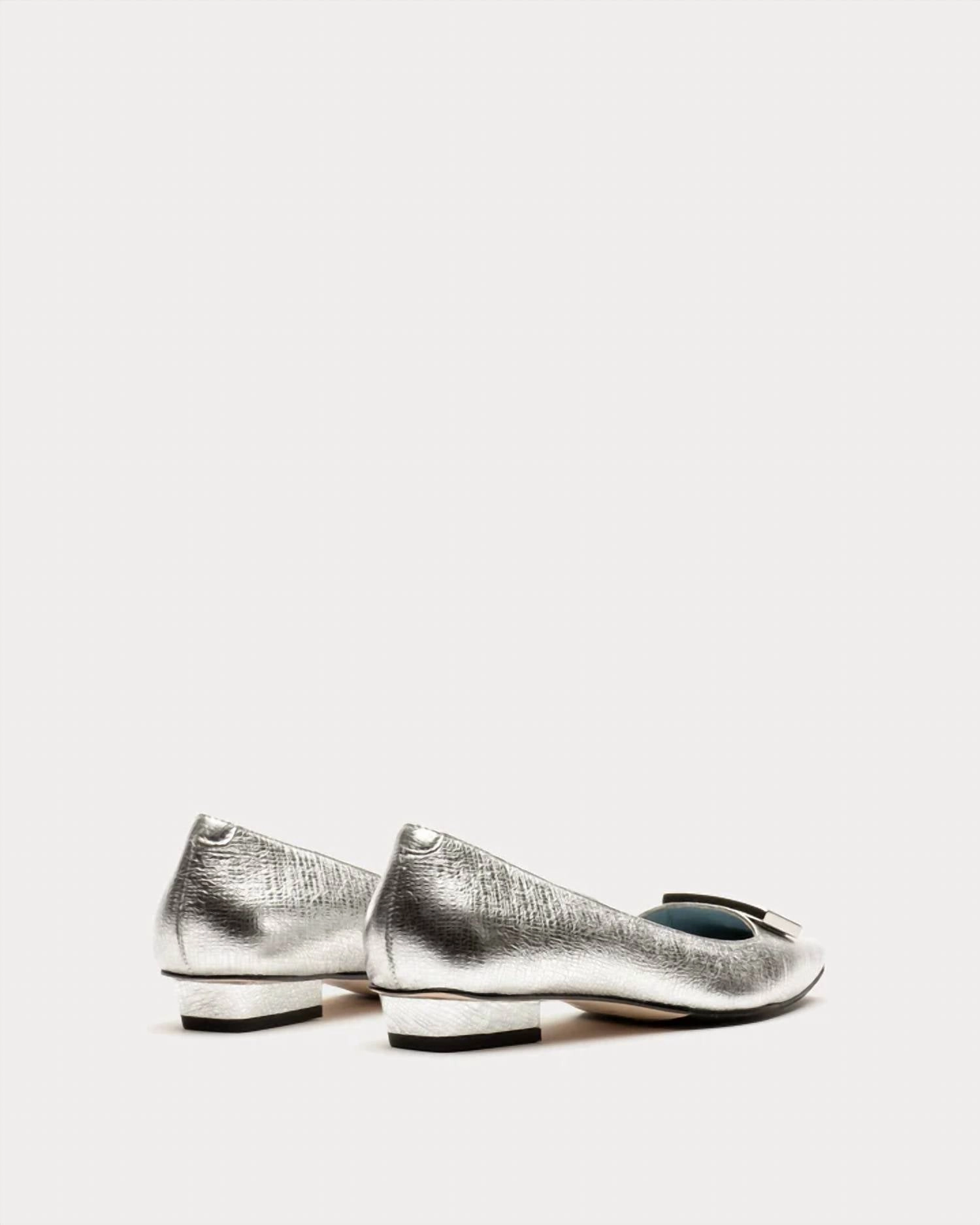 Midge Flat Crinkled Leather Silver
