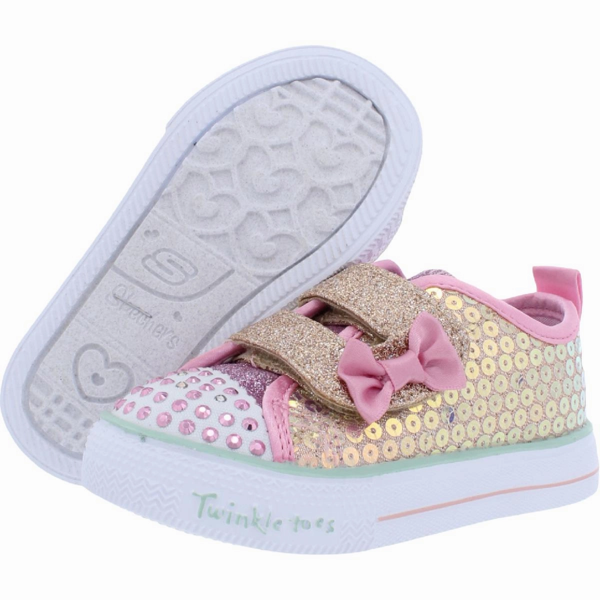 Mini Mermaid Girls Metallic Sequined Light-Up Shoes