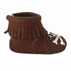 Minnetonka Boys Brown Skulls Booties Boys Casual Shoes clearance