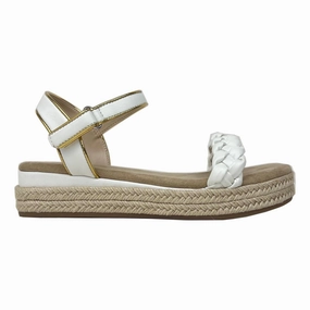 Miss April Wedge Sandal in White & Gold - Kids Girls Shoes promo price
