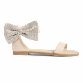 Miss Cambelle Crystal Bow Sandal in Blush Patent - Kids Girls Shoes promo price