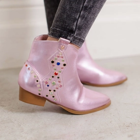 Miss Dallas Gem Western Boot in Pink - Kids Girls Shoes promo price