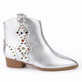 Miss Dallas Gem Western Boot in Silver - Kids Girls Shoes promo price