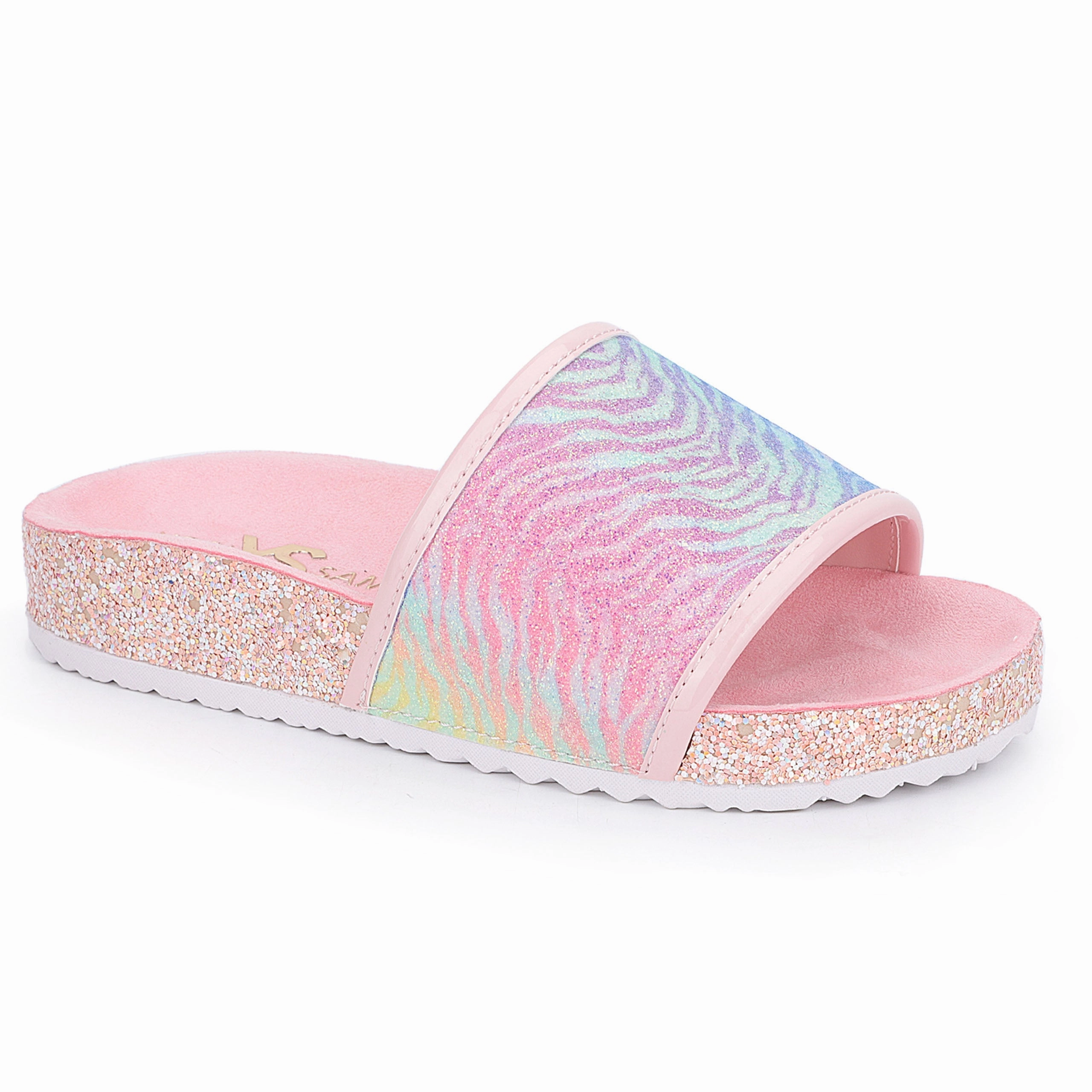 Miss Elsa Slide in Zebra Rainbow Glitter - Kids