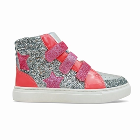 Miss Hannah Velcro Sneaker in Pink & Silver - Kids Affordable Casual Footwear for Girls