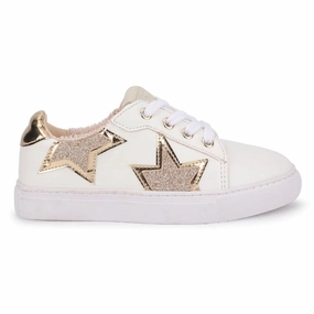 Miss Harper Sneaker in White & Gold - Kids Affordable Casual Footwear for Girls