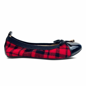 Miss Samantha Ballet Flat in Red Plaid - Kids Girls Shoes promo price