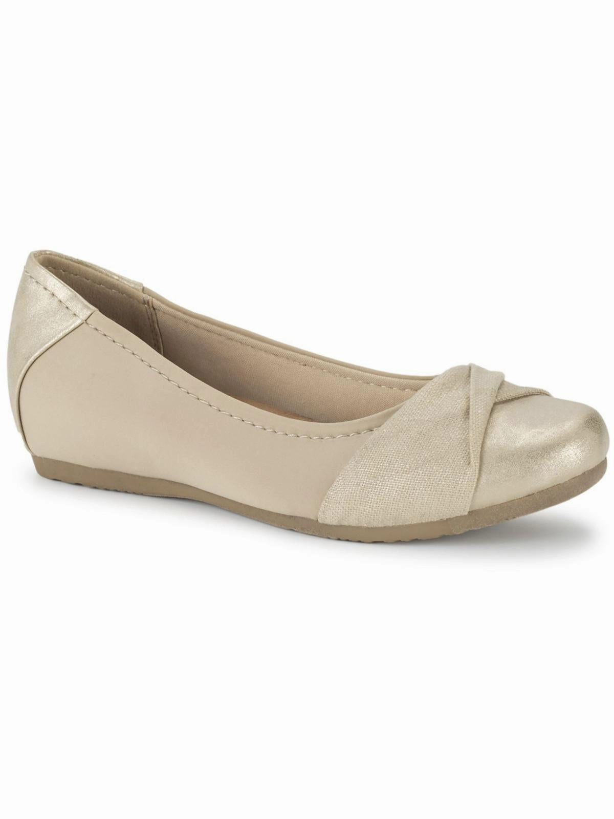 Mitsy Womens Faux Leather Twist Front Ballet Flats Womens Flat Shoes clearance
