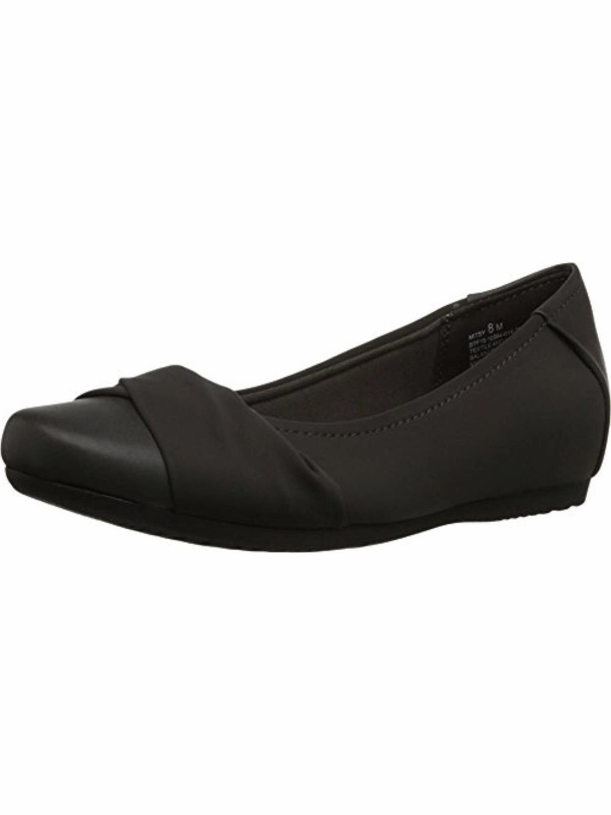 Mitsy Womens Faux Leather Twist Front Ballet Flats