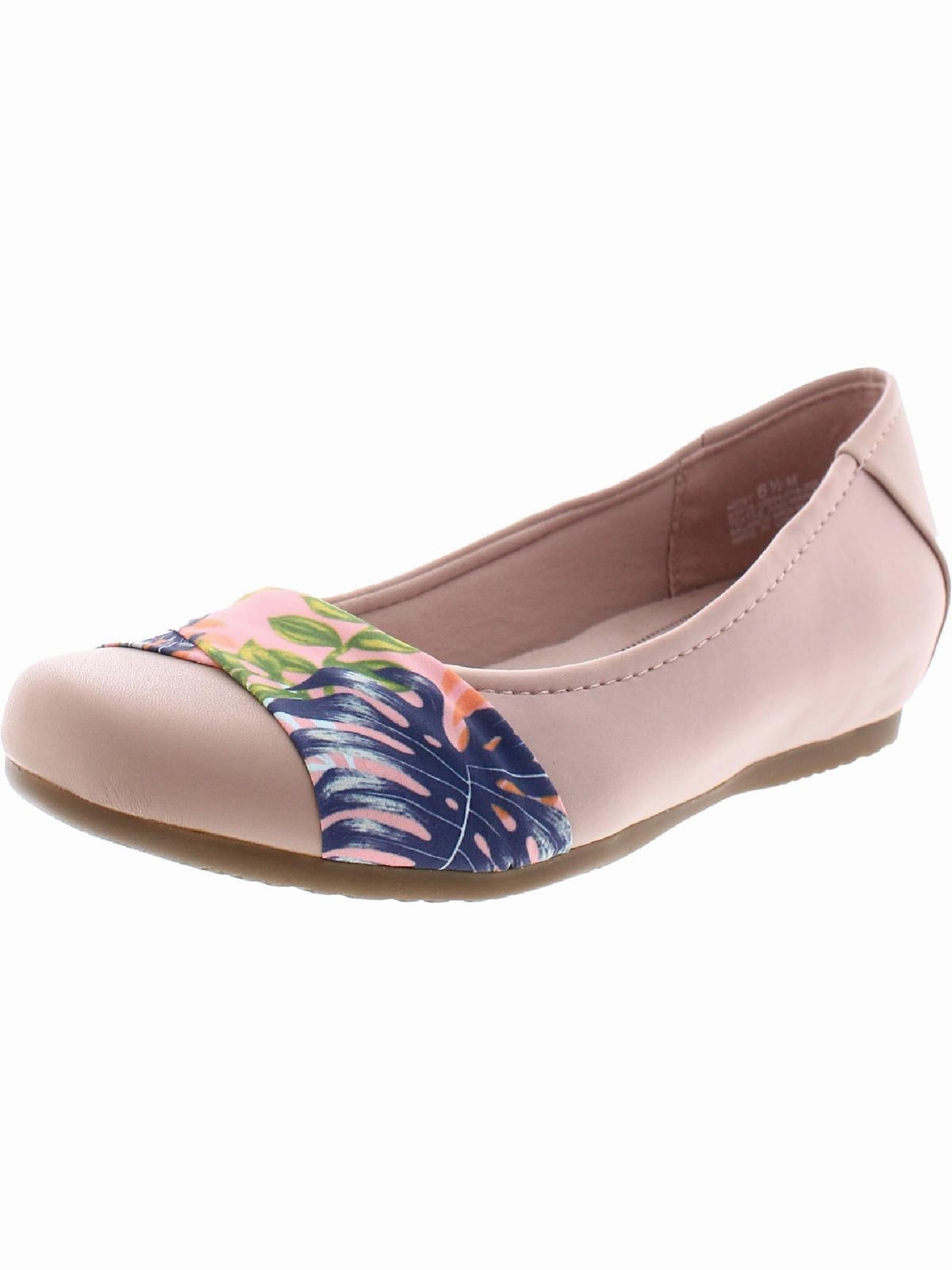 Mitsy Womens Faux Leather Twist Front Ballet Flats