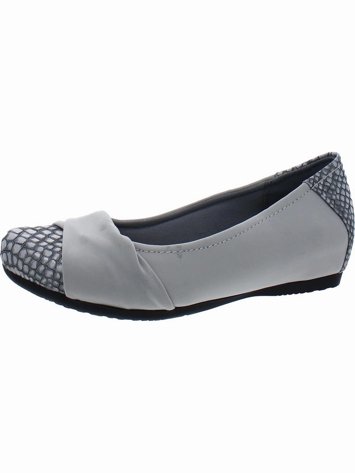 Mitsy Womens Faux Leather Twist Front Ballet Flats