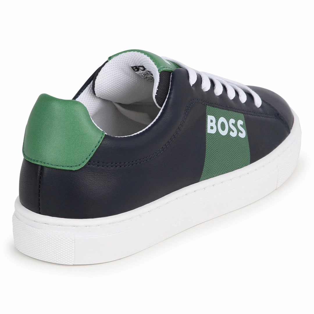 Navy & Green Logo Sneakers