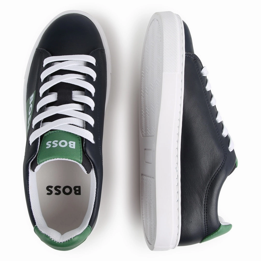Navy & Green Logo Sneakers