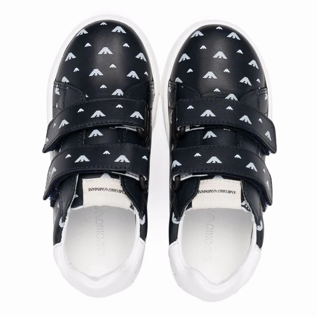 Navy Logo Print Strap Sneakers
