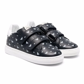 Navy Logo Print Strap Sneakers Boys Casual Shoes clearance