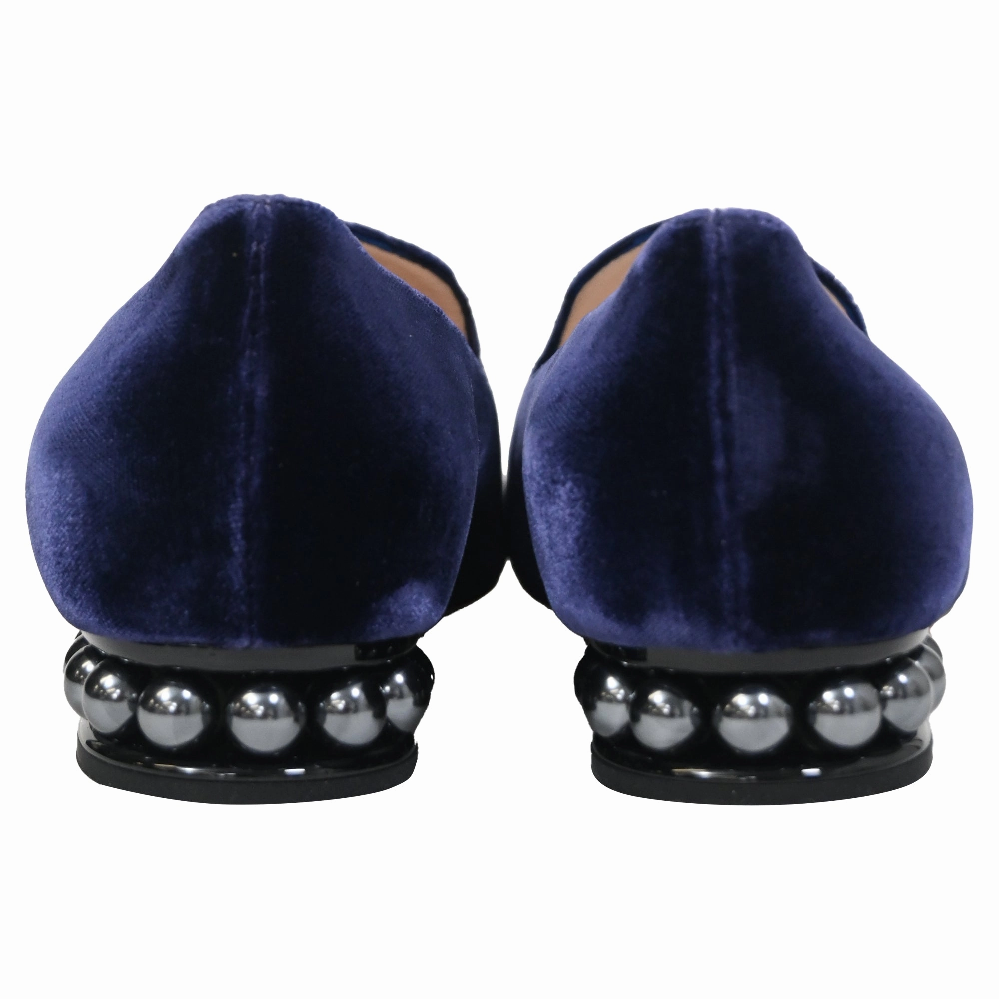 Nicholas Kirkwood Faux Pearl Embellished Loafers In Navy Blue Velvet
