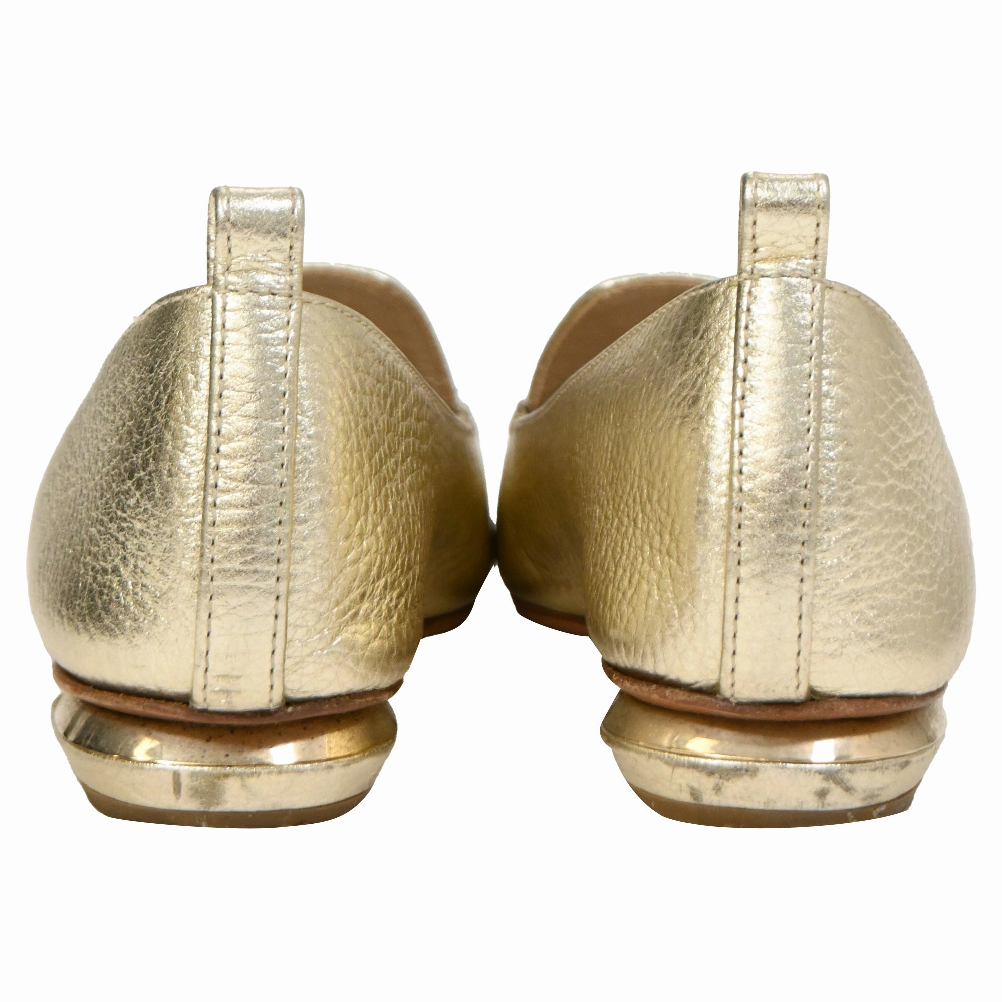 Nicholas Kirkwood Pointed Ballet Flats in Gold Leather