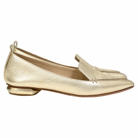 Nicholas Kirkwood Pointed Ballet Flats in Gold Leather Trendy Flats for Women