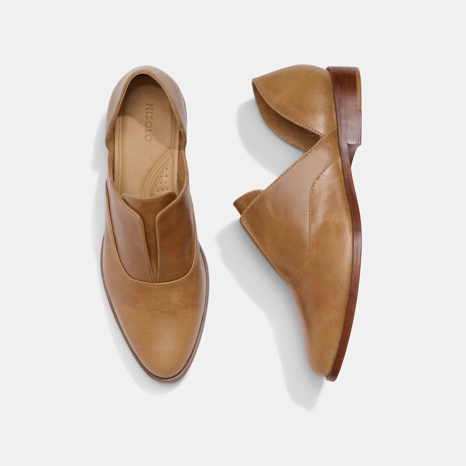 Nisolo Emma d'Orsay Oxford 2.0 Flat Women's US 10 Almond Leather Slip On KHD1982
