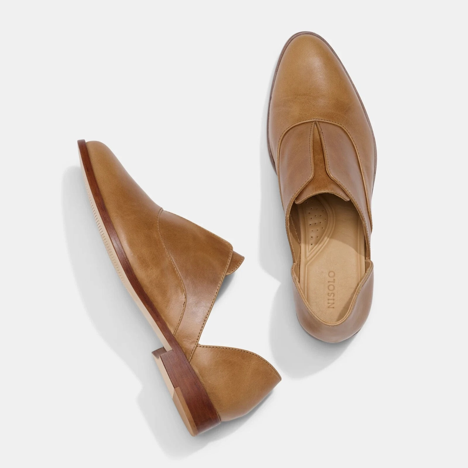 Nisolo Emma d'Orsay Oxford 2.0 Flat Women's US 10 Almond Leather Slip On KHD1982