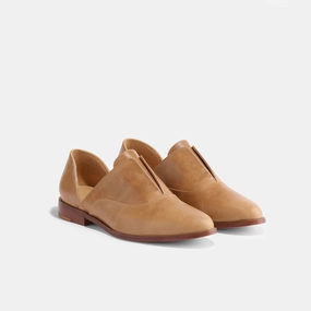 Nisolo Emma d'Orsay Oxford 2.0 Flat Women's US 10 Almond Leather Slip On KHD1982 Comfy Women Flats under $50