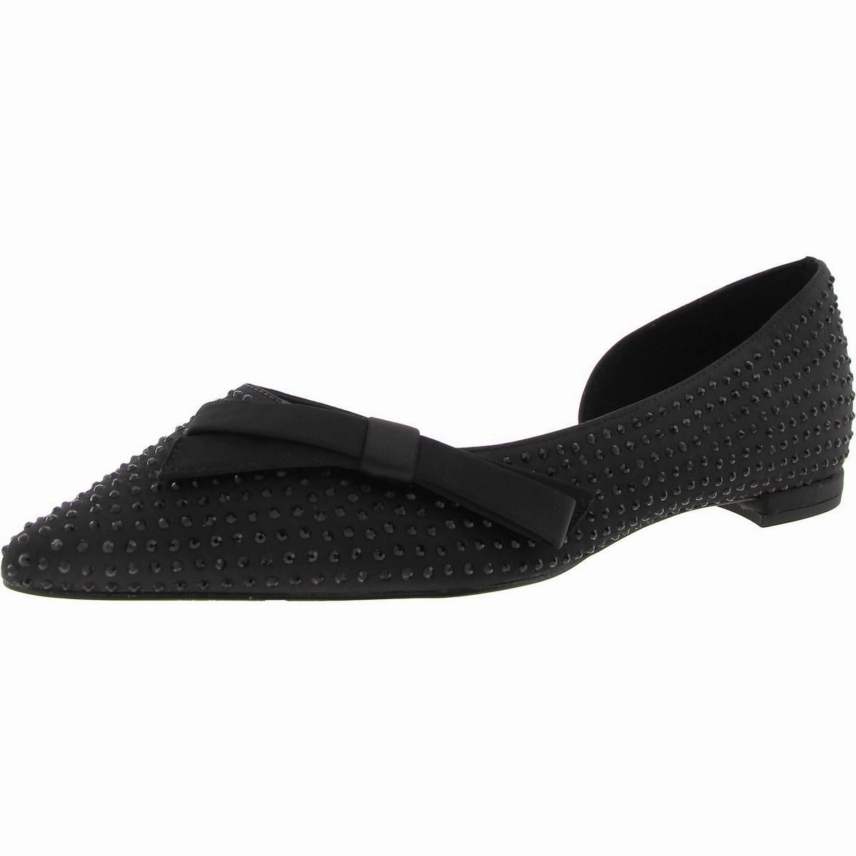 Noella Bow Skimmer Womens Embellished Satin D'Orsay Trendy Flats for Women