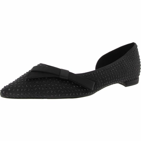 Noella Bow Skimmer Womens Embellished Satin D'Orsay Trendy Flats for Women