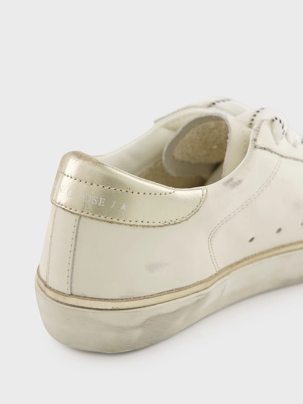 Optic White and Platinum Glitter Edge Superstar Sneakers