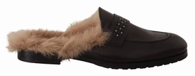 Peserico Leather Fur Perforated Slip On Flats Women's Shoes (Pre-Owned) Womens Fashion Flats cheap