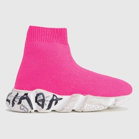 Pink Speed Graffiti Sneakers Affordable Casual Footwear for Girls