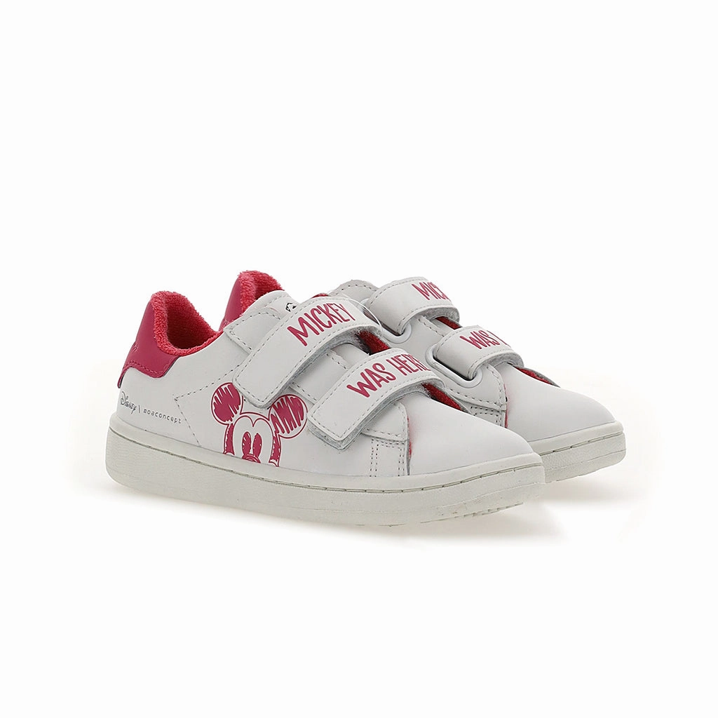 Pink Trim Mickey Velcro Sneakers