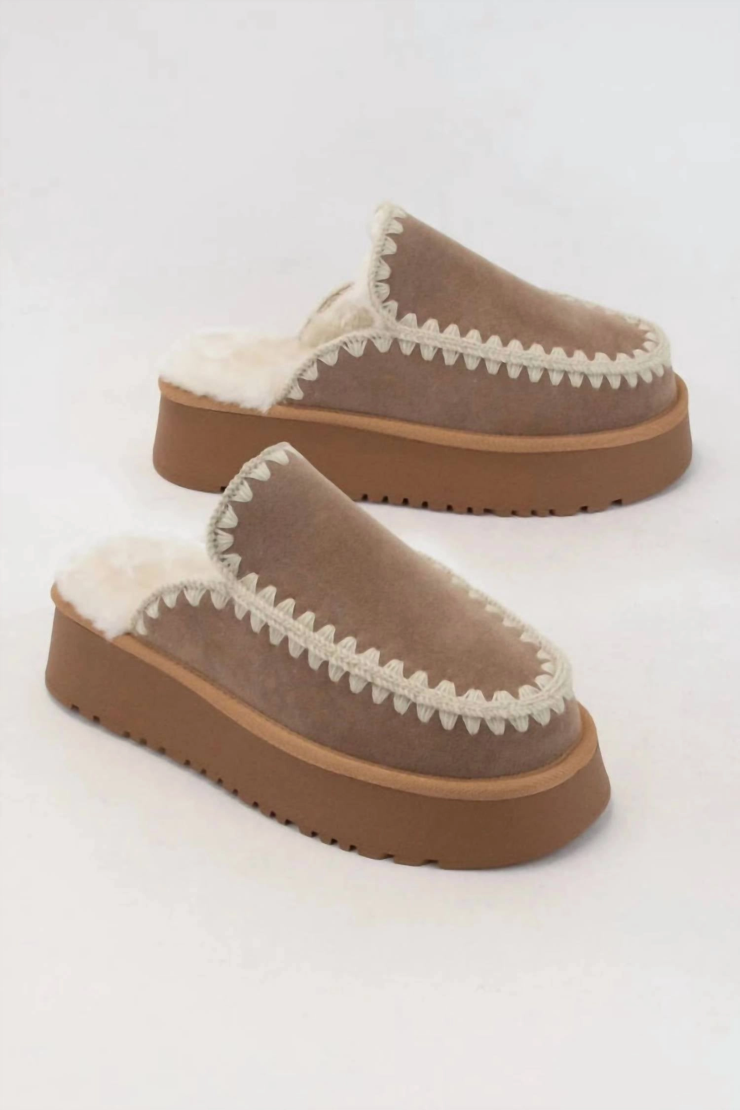 Platform Crochet Slides In Brown Soft Sole Flats Womens sale
