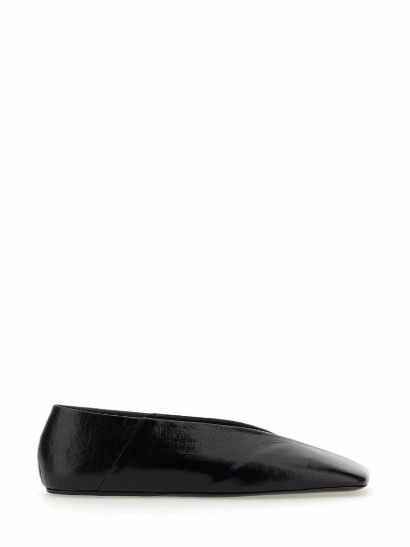 Pointed Black Leather Slippers With Design Chic Flats for Women deals