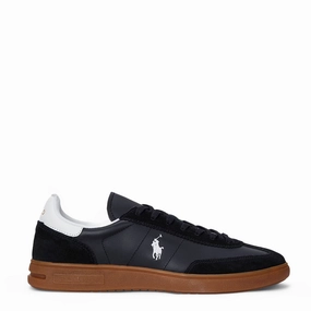 Polo Ralph Lauren Bedford Leather-Suede Trainer Black / White Trendy Trainers for Men
