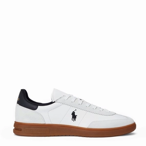 Polo Ralph Lauren Bedford Leather-Suede Trainer White / Black Trendy Trainers for Men