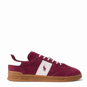 Polo Ralph Lauren Heritage Aera Suede Trainer Wine / Off White Trendy Trainers for Men