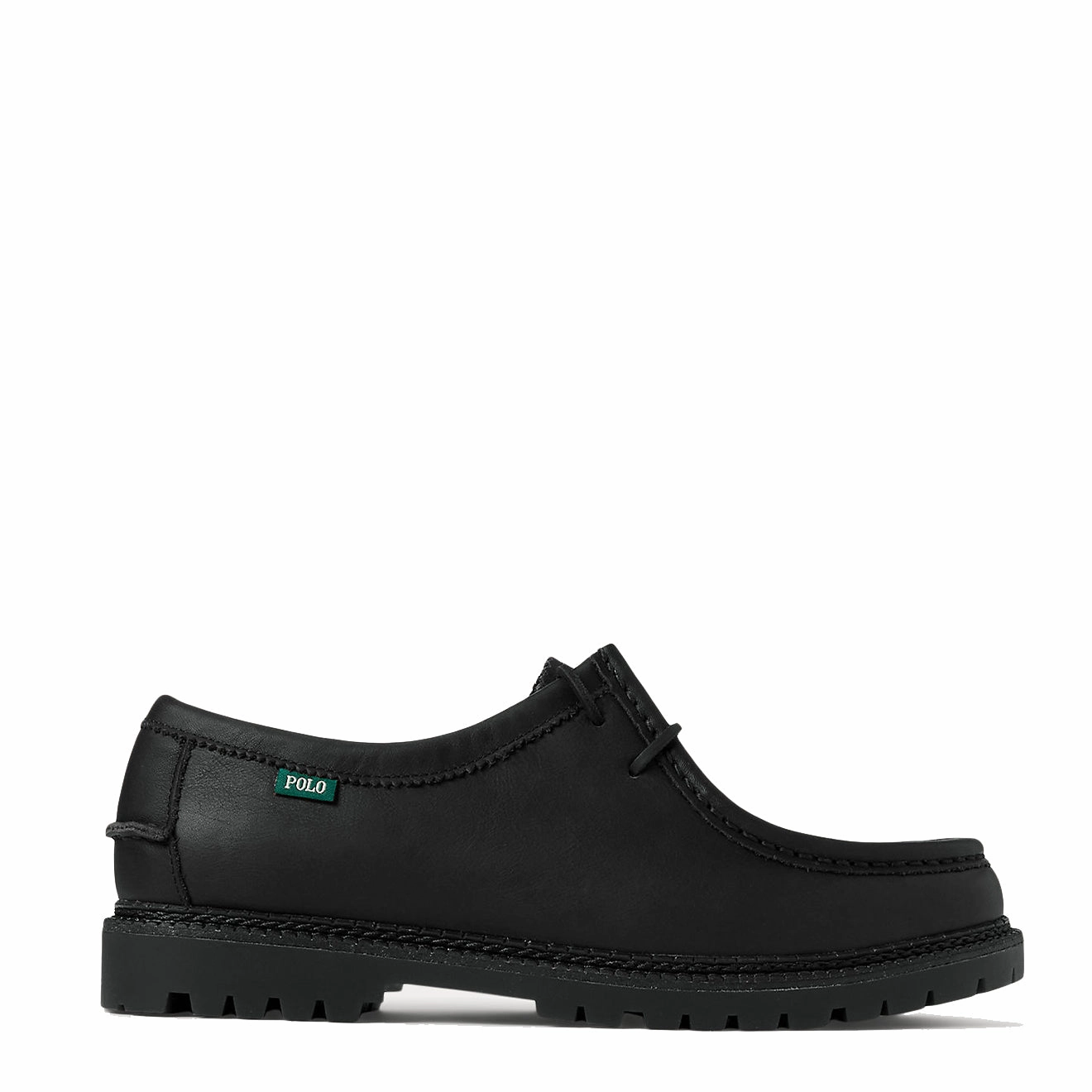Polo Ralph Lauren Jett Lug-Sole Leather Moc-Toe Shoe Black Mens Shoes outlet price