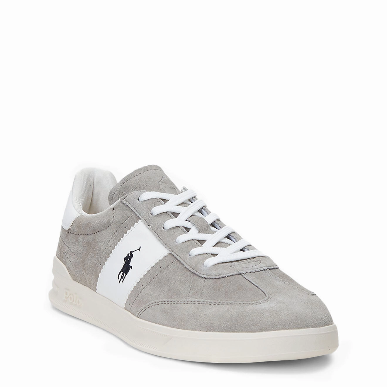 Polo Sport Heritage Aera Suede Trainers Earth Grey / Deckwash White