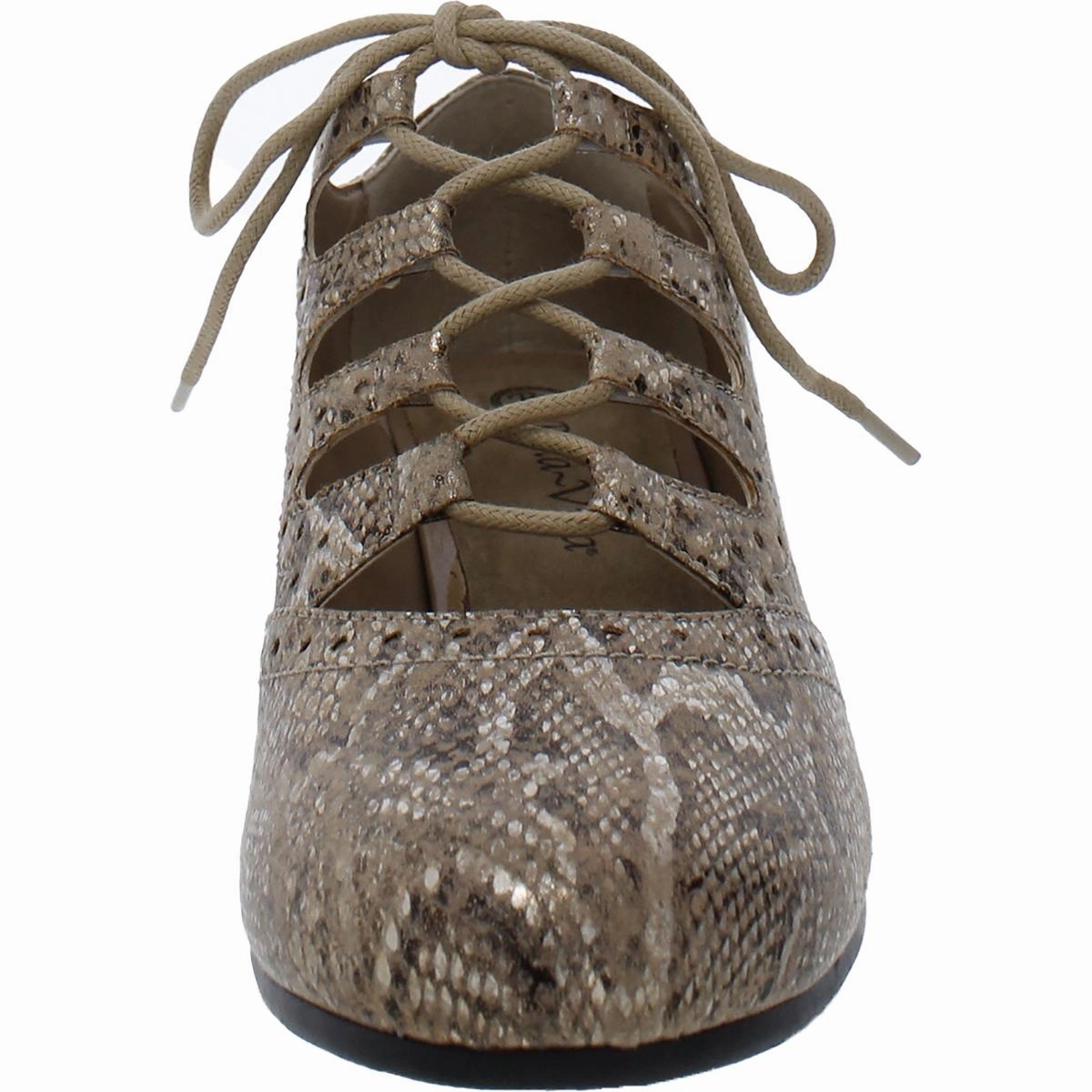 Posie II Womens Animal Print Almond Toe Lace-Up Heels