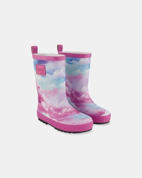Printed Rain Boots Multicolored And Vibrant Pink Background Cheap Girls Footwear online