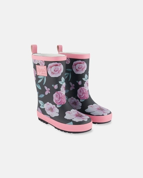Printed Rain Boots Pink, Black, And Flowers Cheap Girls Footwear online