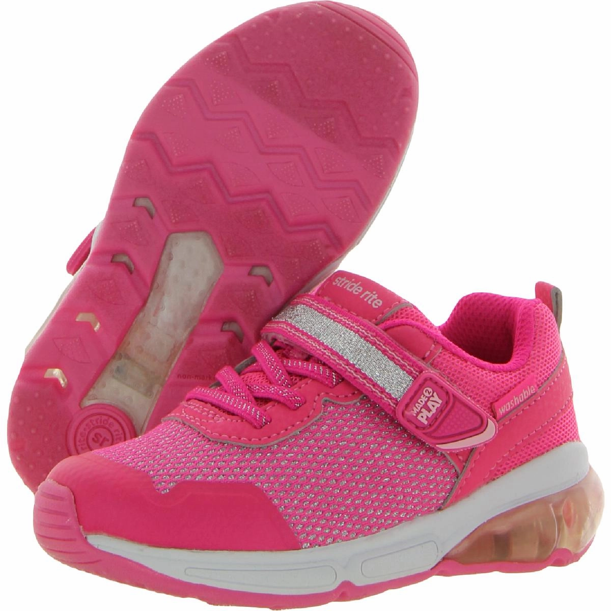 Radiant Bounce Girls Metallic Slip On Light-Up Shoes