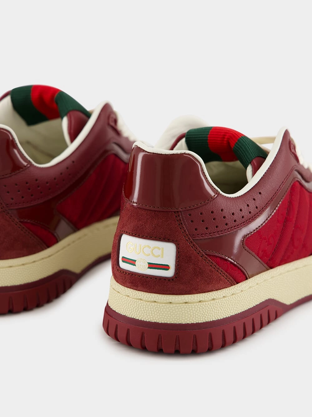 Rosso Ancora Red Re-Web Suede Low-Top Sneakers