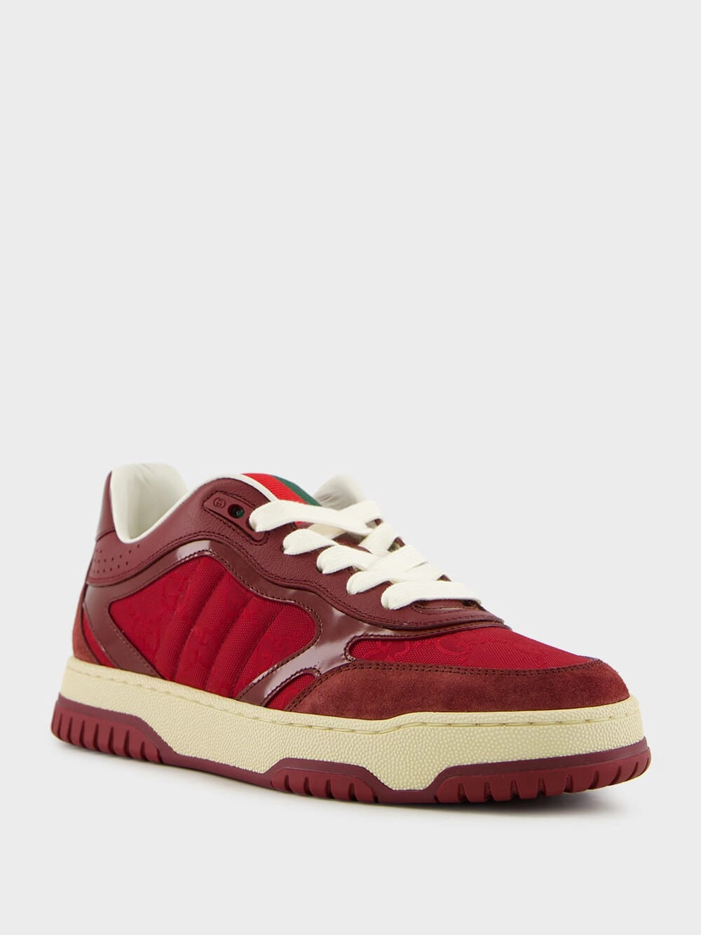 Rosso Ancora Red Re-Web Suede Low-Top Sneakers