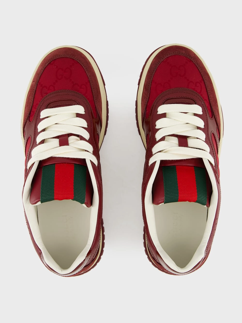 Rosso Ancora Red Re-Web Suede Low-Top Sneakers