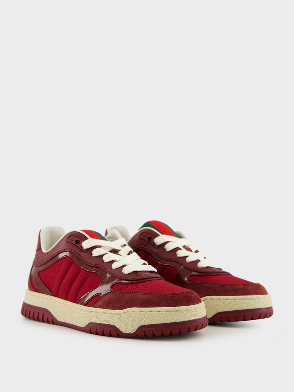 Rosso Ancora Red Re-Web Suede Low-Top Sneakers