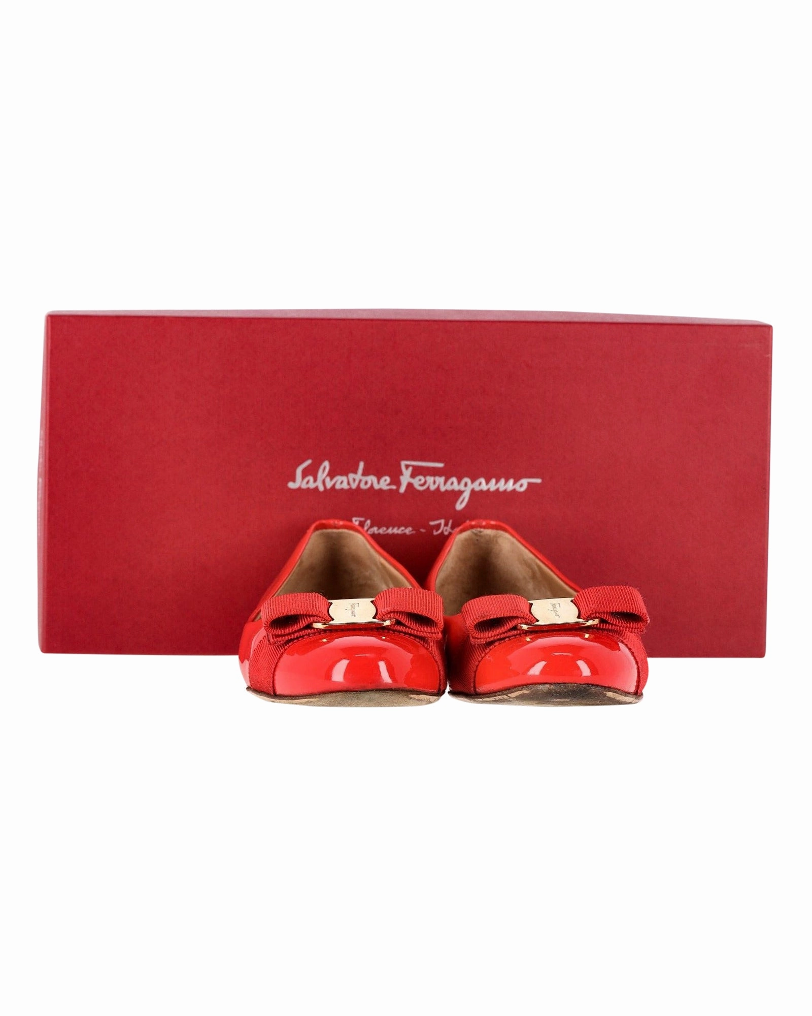 Salvatore Ferragamo Varina Ballet Flats in Red Patent Leather