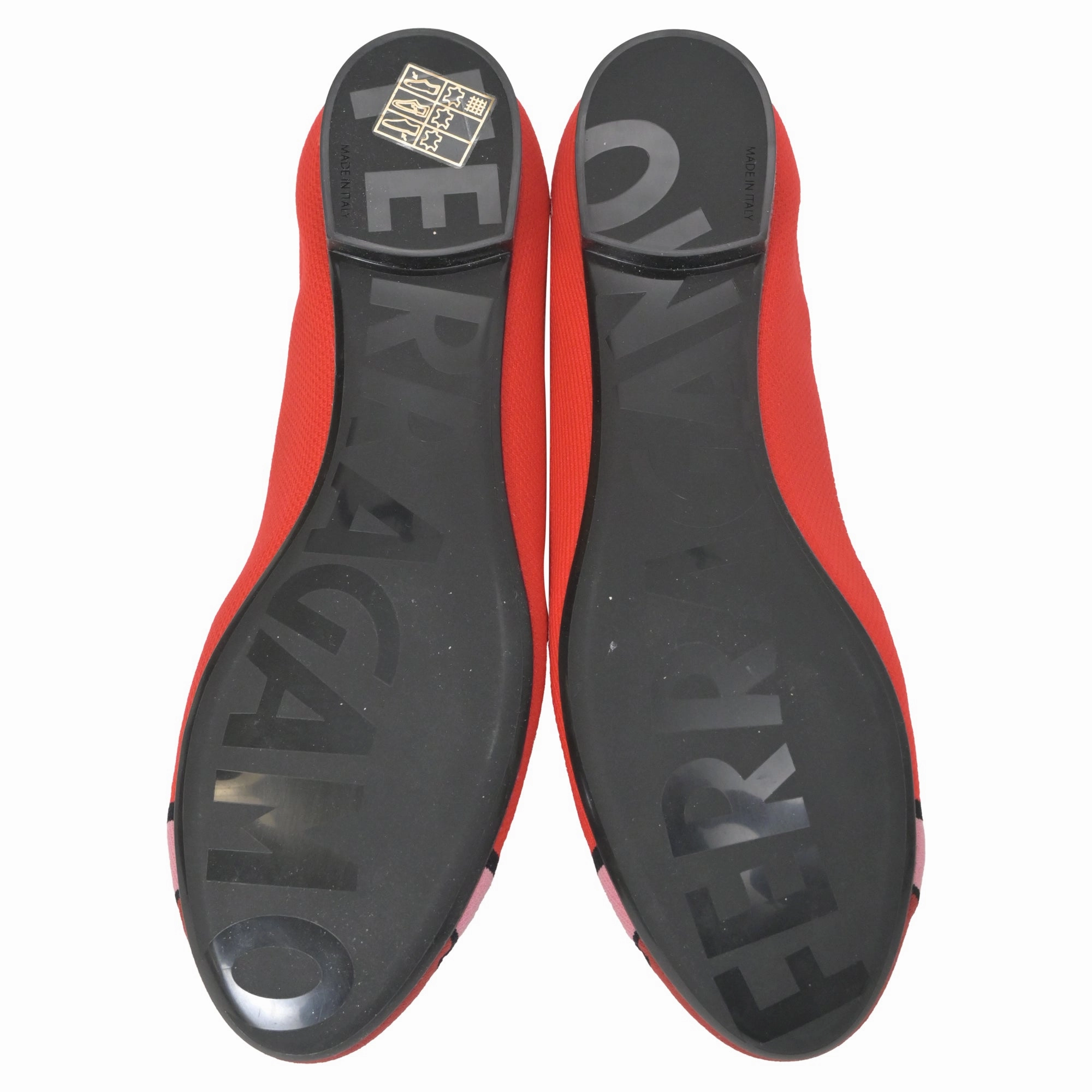 Salvatore Ferragamo Varina Knit Ballet Flats in Red Nylon