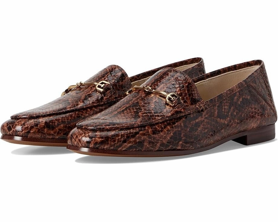 Sam Edelman Loraine Women's 6 Stable Brown Snake Print Slip-On Loafers KHD2522 Comfy Women Flats under $50